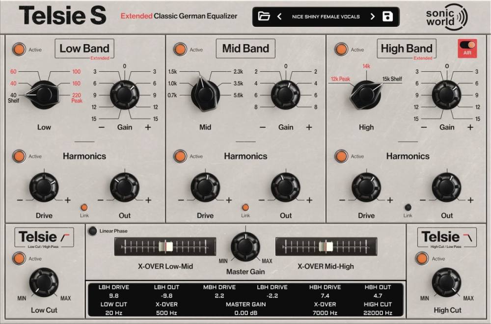【多频段均衡器插件】Sonicworld Plugins Telsie S v1.0.0